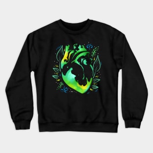 Green Organic Heart With Leaves In Asian Style For Earth Day Crewneck Sweatshirt